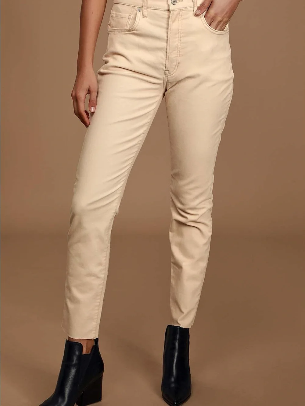 Free People Velvet Skinny Pants Neutral Minimalist